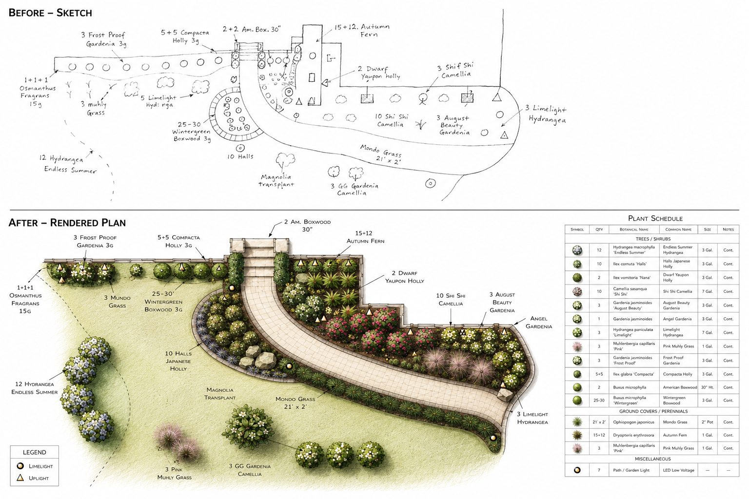 Rough contractor sketch refined into a clean, client-ready concept proposal